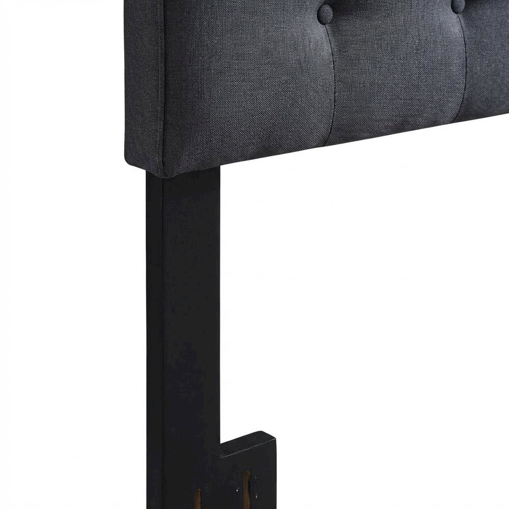 Black Upholstered Queen Headboard with Padded Design and Sturdy Frame