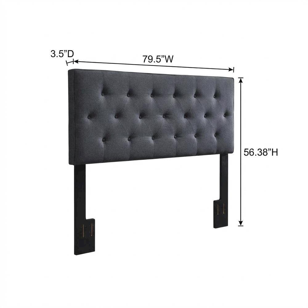 Black Upholstered King Headboard with Elegant Finish and Durable Frame