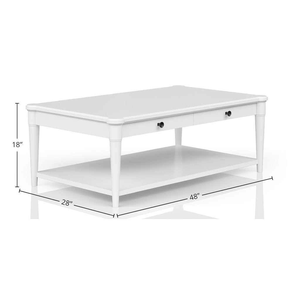 Wilmington Wood Top Cocktail Table W/ Casters-White