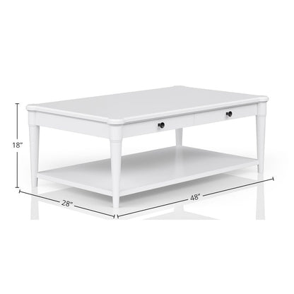 Wilmington Wood Top Cocktail Table W/ Casters-White