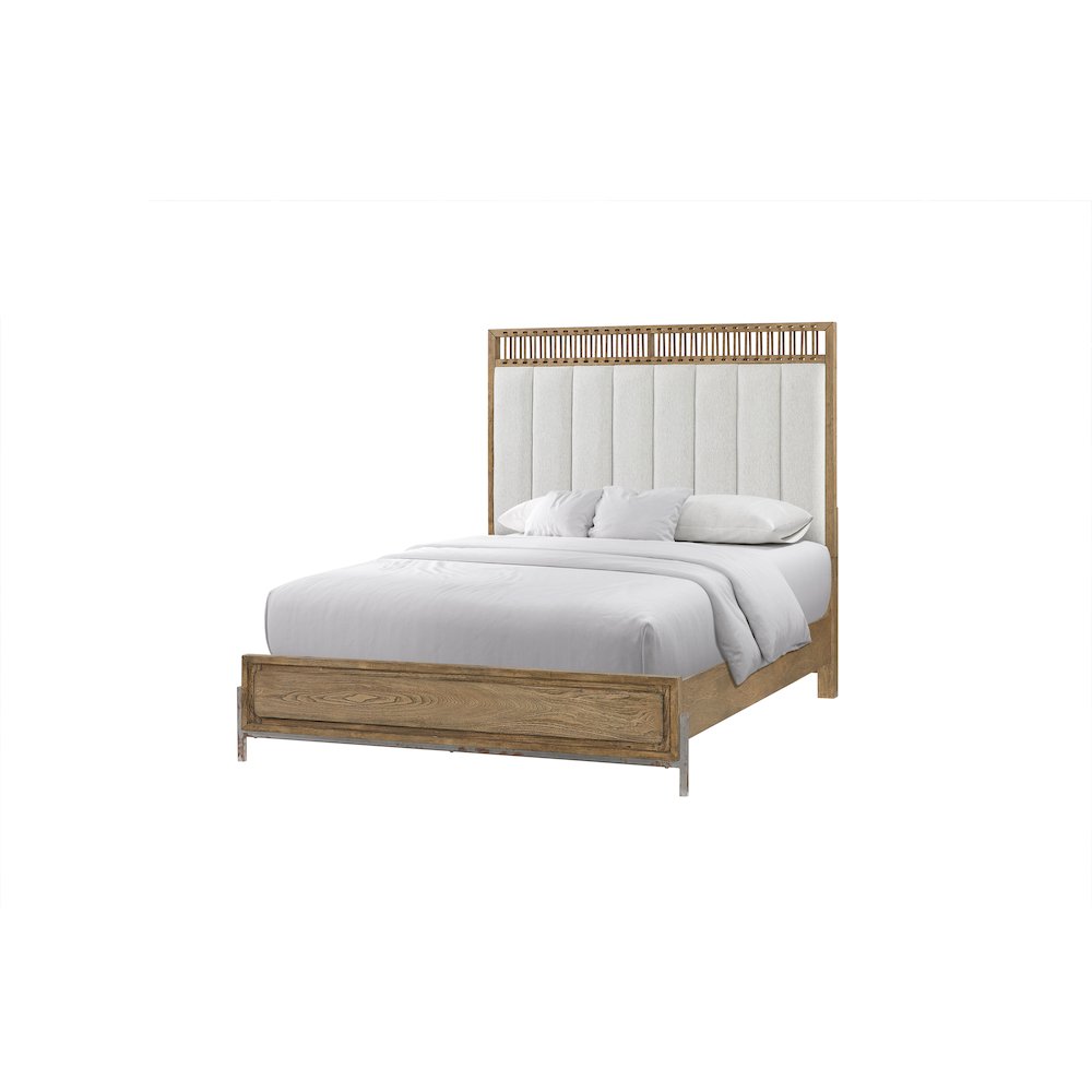 Aurora King Uph & Leather Panel Bed