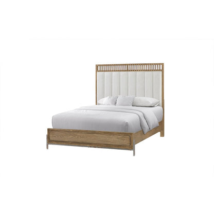 Aurora King Uph & Leather Panel Bed