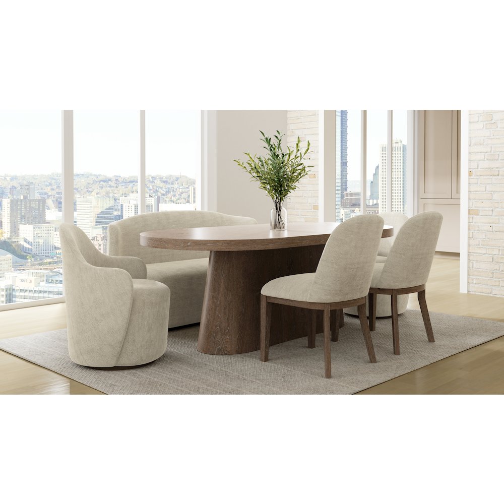 Elements Oval Pedestal Table - In Cocoa Finish