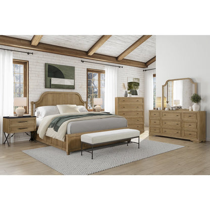 Magnolia King Planked Panel Bed - Cashew