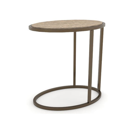 Transitional Elements Metal/Wood Top Chairside Table - Toffee