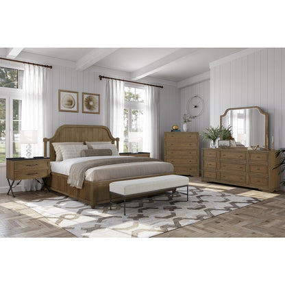 Magnolia Queen Planked Panel Bed - Almond