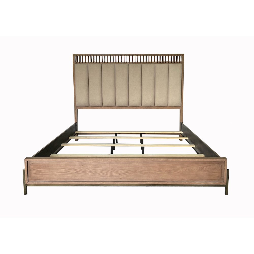 Aurora Queen Uph & Leather Panel Bed