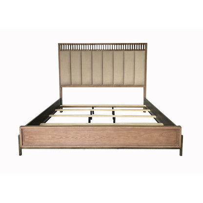 Aurora Queen Uph & Leather Panel Bed