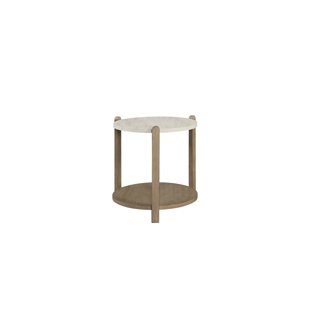 Transitional Elements Stone Top End Table - Toffee