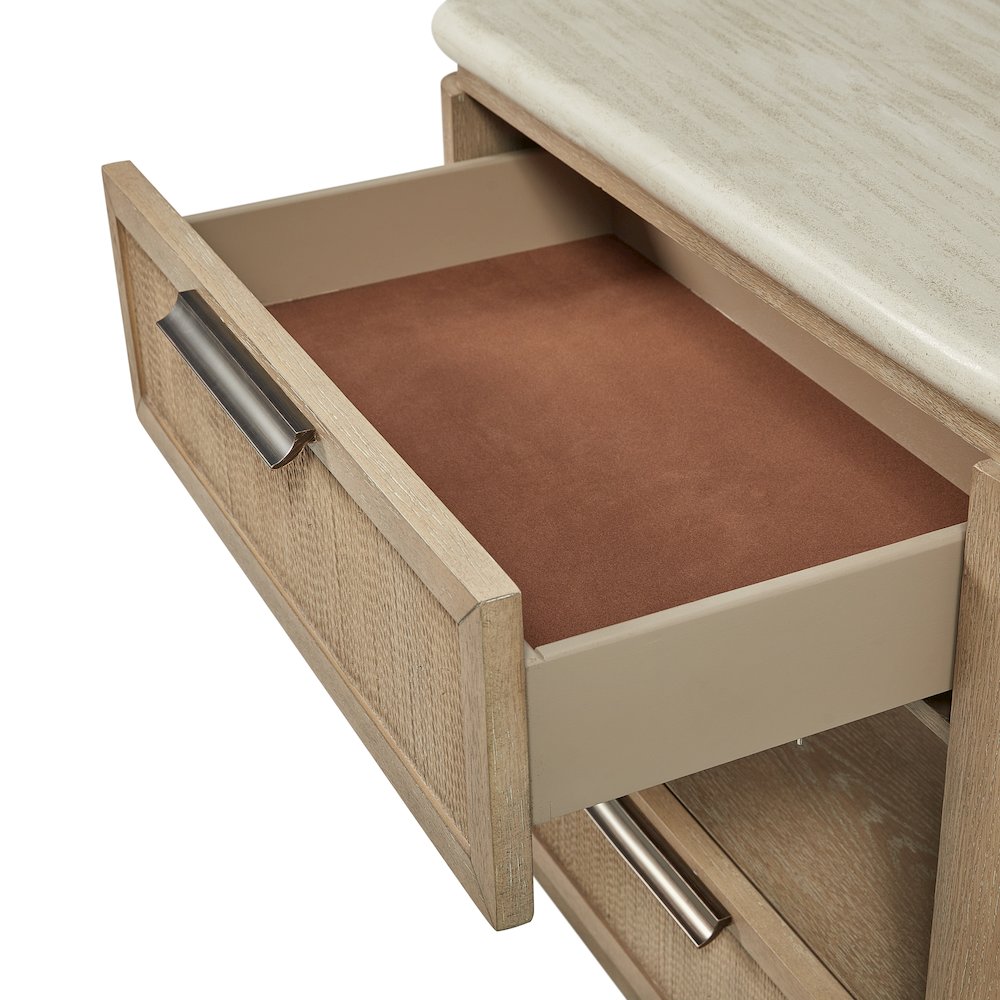 Transitional Elements Two Drawer Nightstand with Rope Fronts