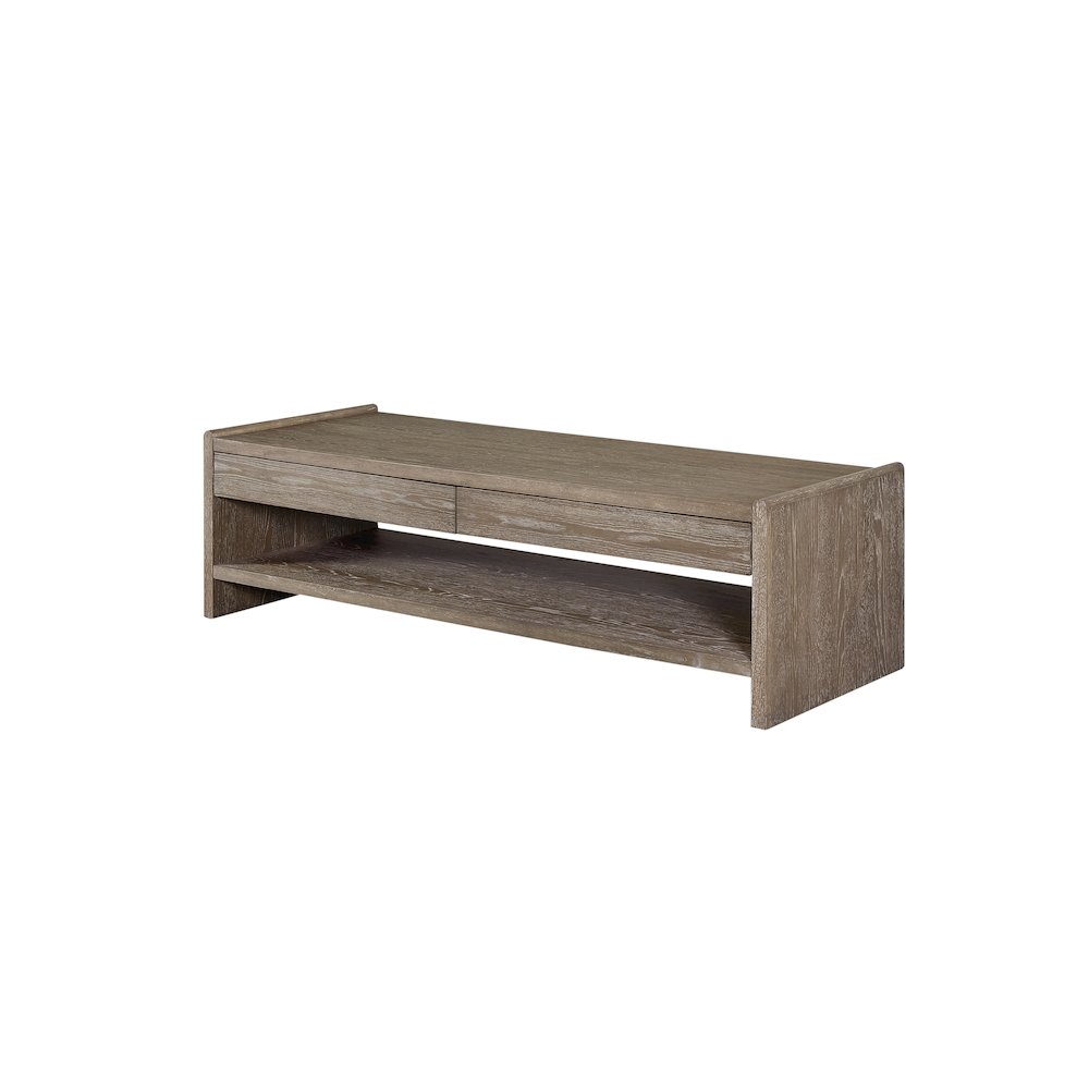 Transitional Elements Wood Top 2-Drawer Cocktail Table