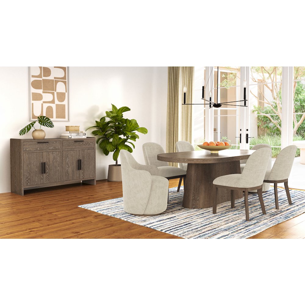 Elements Oval Pedestal Table - In Cocoa Finish