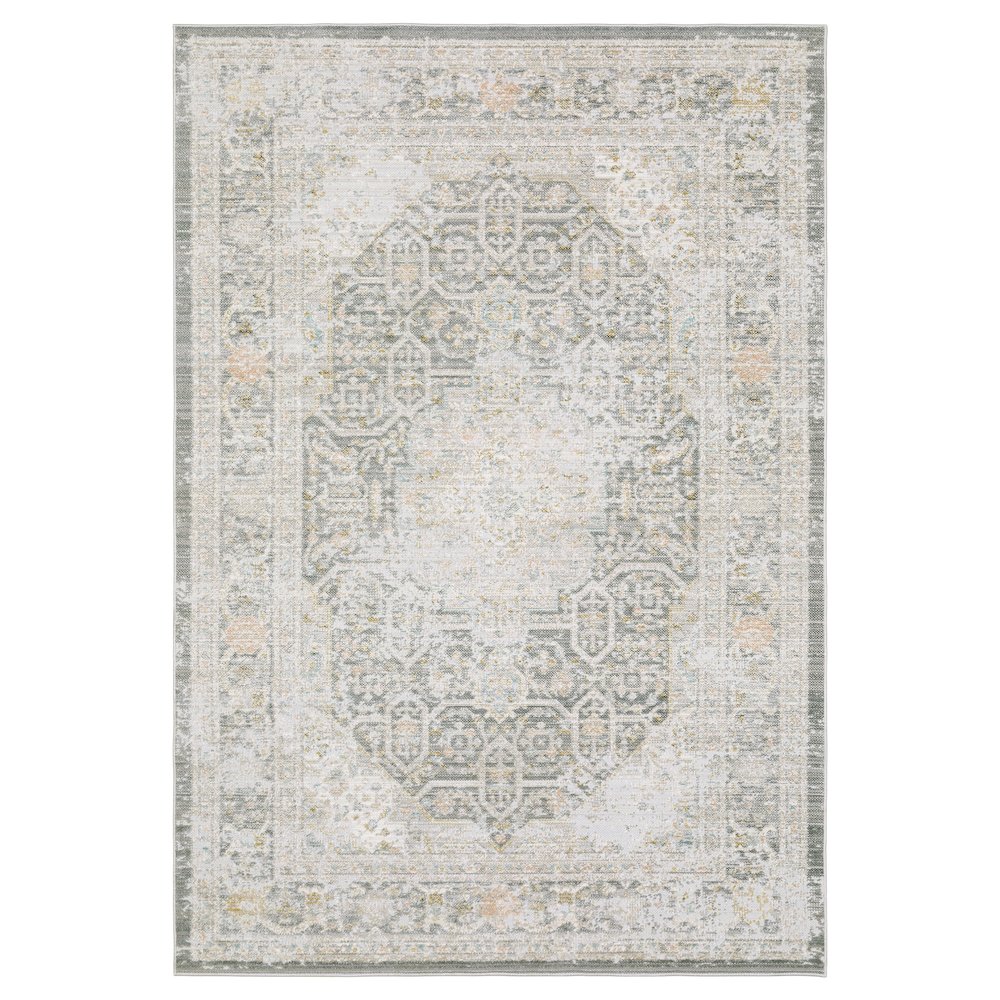Casual Rug 5' 3" X  7' 6" Size in Grey/ Orange Color