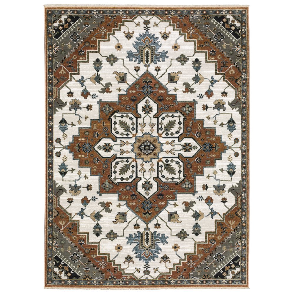 5X8 Traditional Rug Made of Polyester, Rust color