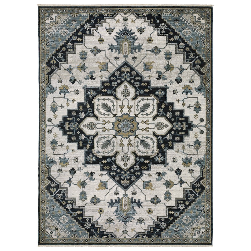 5X8 Traditional Rug Made of Polyester, Blue color