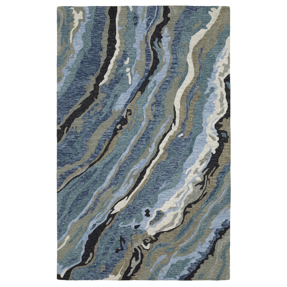 10X13 Contemporary Rug Made of Wool, Blue color