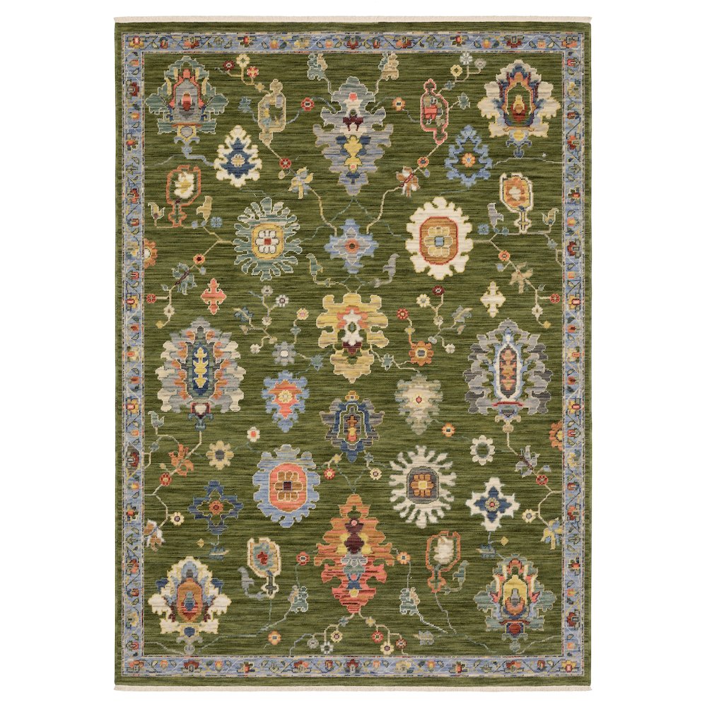 4X6 Traditional Rug Made of Wool/Nylon, Green color