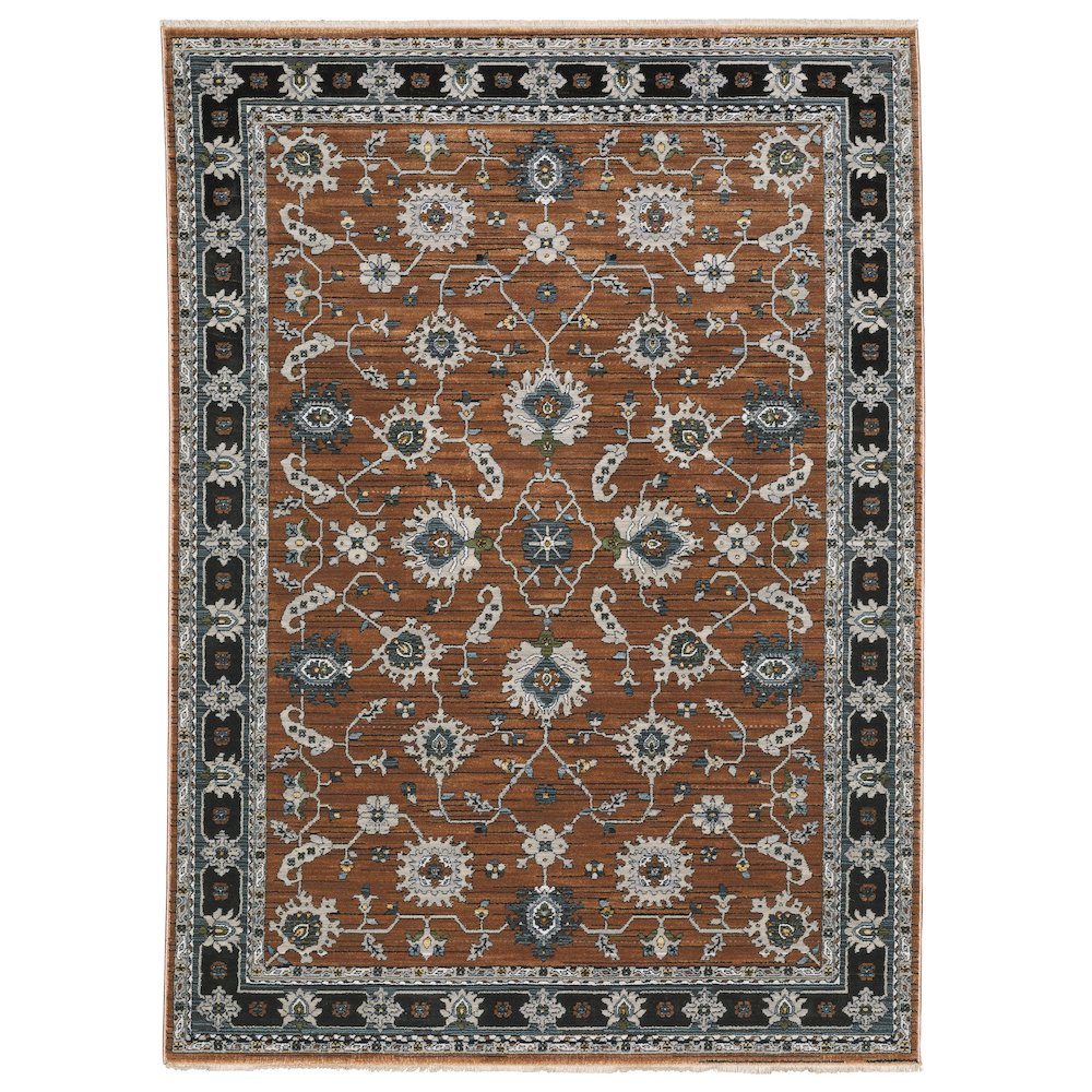 10X13 Traditional Rug Made of Polyester, Rust color