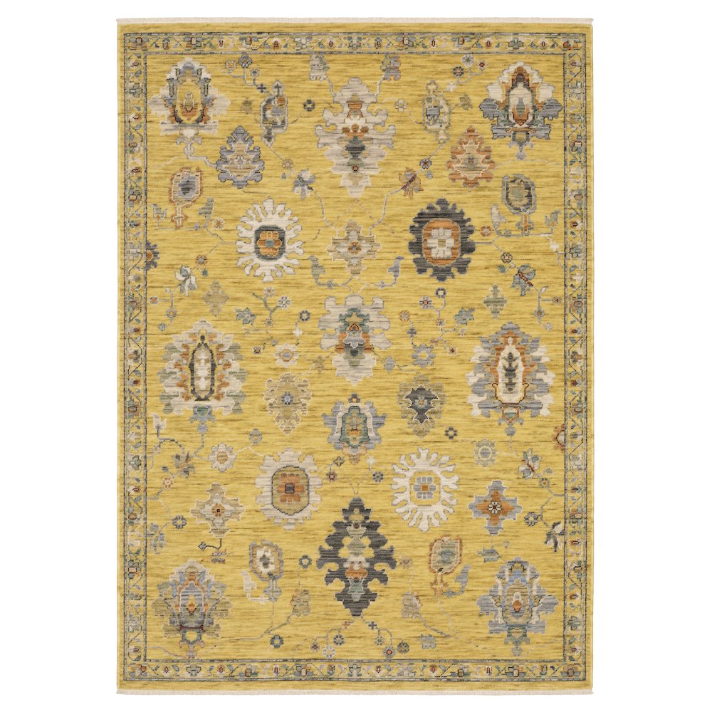 6X9 Traditional Rug Made of Wool/Nylon, Yellow color
