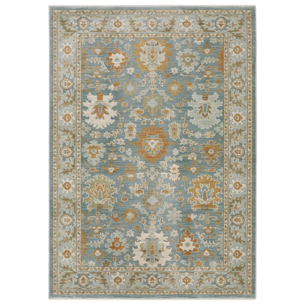 Traditional Rug 9'10" X 12'10" Size in Blue/ Rust Color