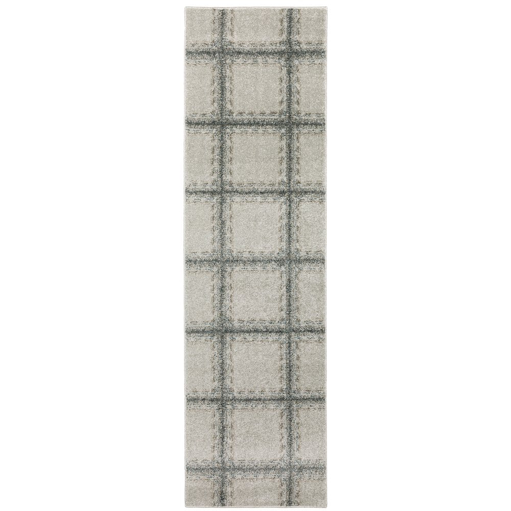 Alton 092E9 Grey/ Teal Indoor Area Rug - 2'3" x 7'6"