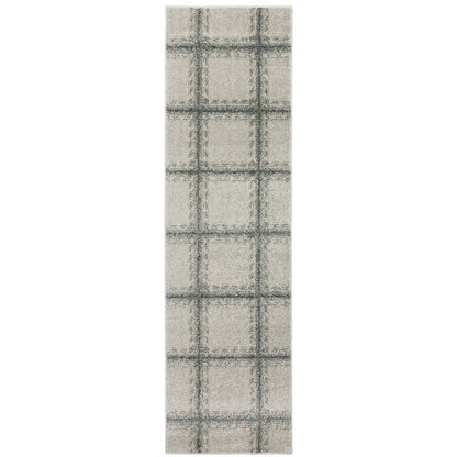 Alton 092E9 Grey/ Teal Indoor Area Rug - 2'3" x 7'6"