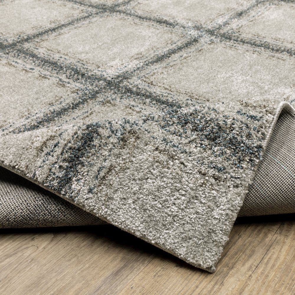 Alton 092E9 Grey/ Teal Indoor Area Rug - 2'3" x 7'6"