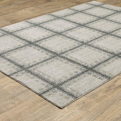 Alton 092E9 Grey/ Teal Indoor Area Rug - 5'3" x 7'6"