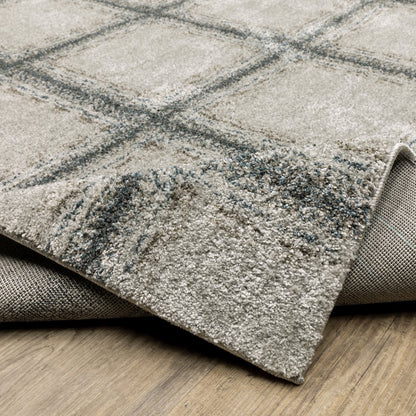 Alton 092E9 Grey/ Teal Indoor Area Rug - 5'3" x 7'6"