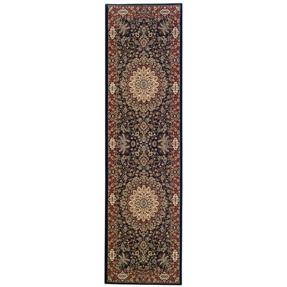 Ariana 095B3 Blue/ Red Indoor Area Rug - 2'7" x 9'4"