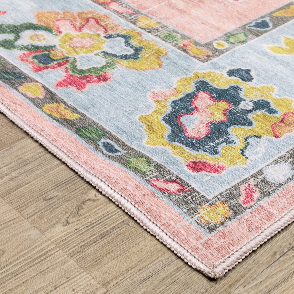 Addison ADD01 Pink/ Blue Indoor Area Rug - 6'7" x 9'2"