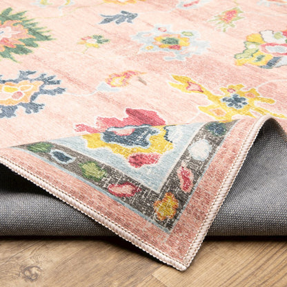 Addison ADD01 Pink/ Blue Indoor Area Rug - 6'7" x 9'2"