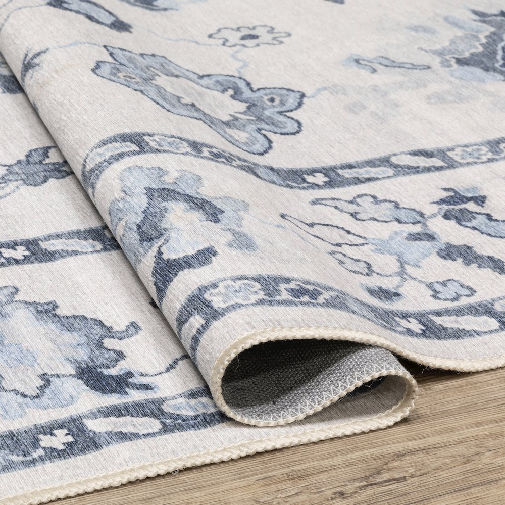 Addison ADD02 Ivory/ Blue Indoor Area Rug - 3'3" x 5'
