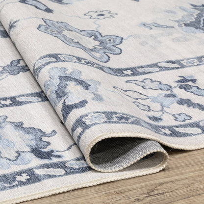 Addison ADD02 Ivory/ Blue Indoor Area Rug - 3'3" x 5'