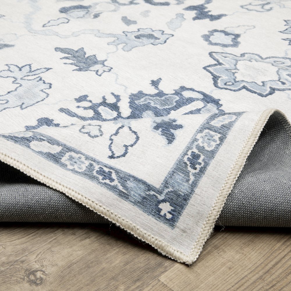 Addison ADD02 Ivory/ Blue Indoor Area Rug - 3'3" x 5'