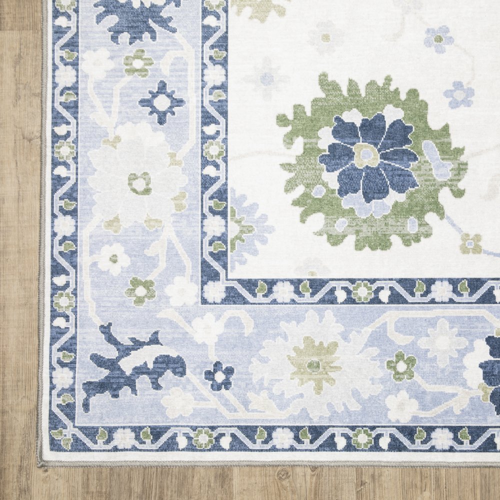 Addison ADD05 White/Blue Indoor Area Rug - 6'7" x 9'2"