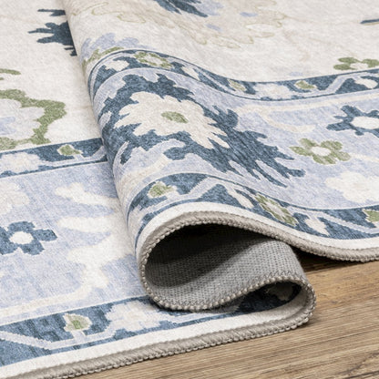 Addison ADD05 White/Blue Indoor Area Rug - 6'7" x 9'2"