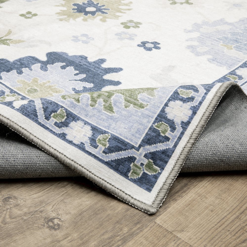 Addison ADD05 White/Blue Indoor Area Rug - 6'7" x 9'2"