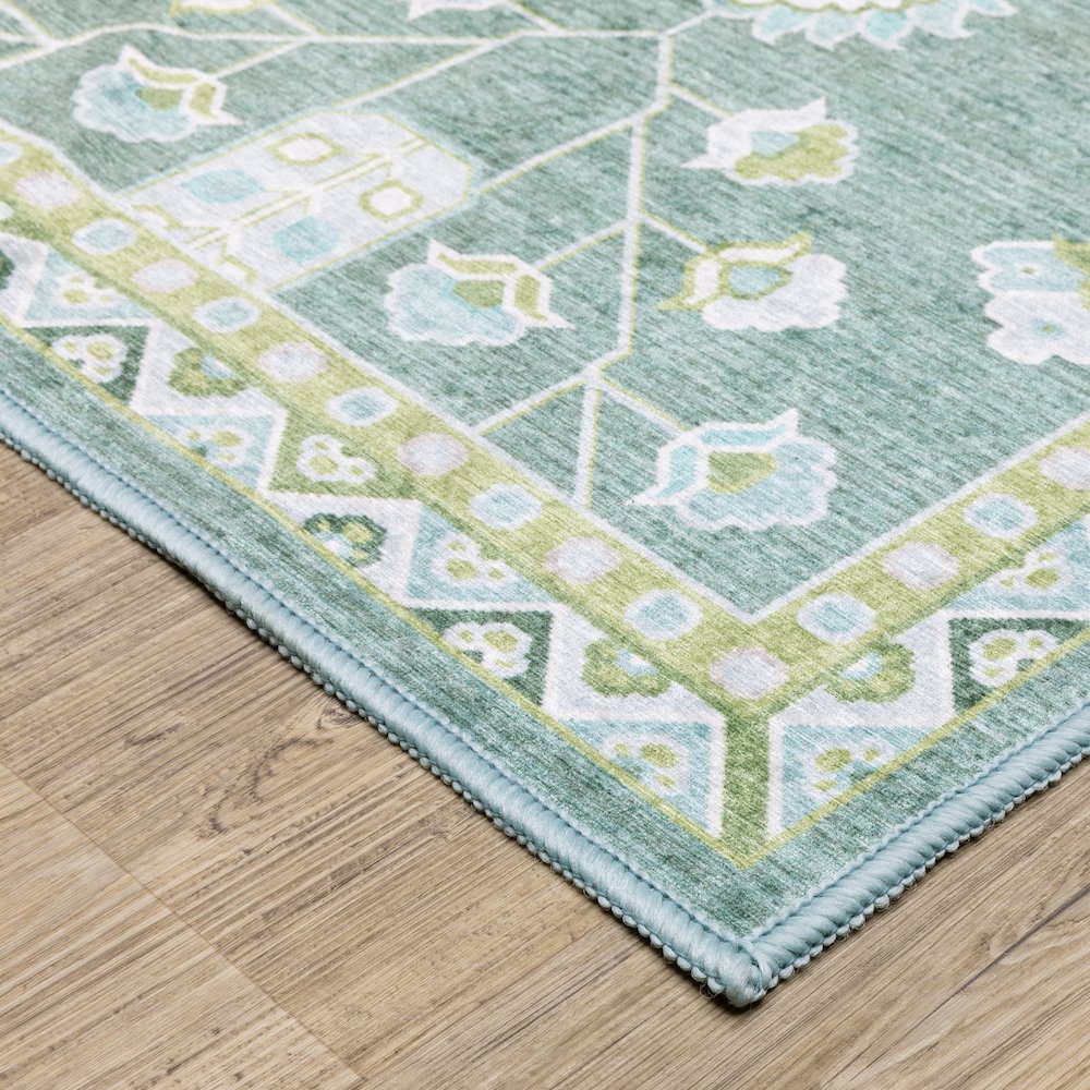 Addison ADD08 Teal/ Green Indoor Area Rug - 2' x 7'