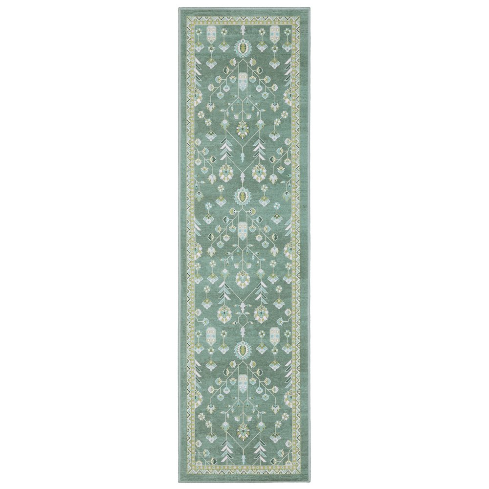 Addison ADD08 Teal/ Green Indoor Area Rug - 2' x 7'