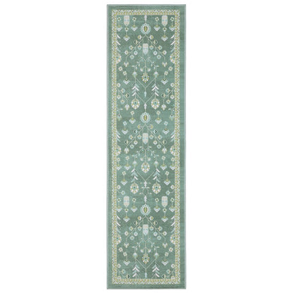 Addison ADD08 Teal/ Green Indoor Area Rug - 2' x 7'