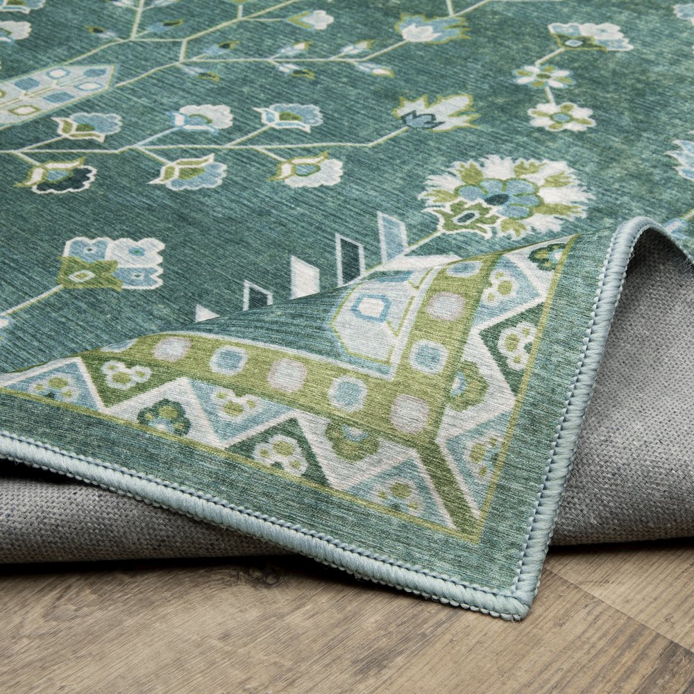 Addison ADD08 Teal/ Green Indoor Area Rug - 2' x 7'