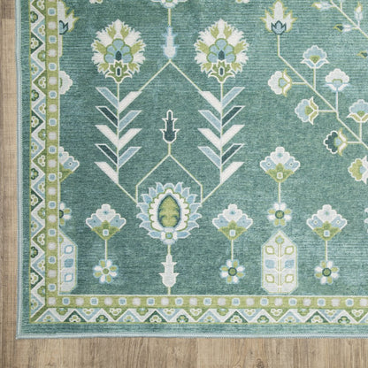 Addison ADD08 Teal/ Green Indoor Area Rug - 6'7" x 9'2"