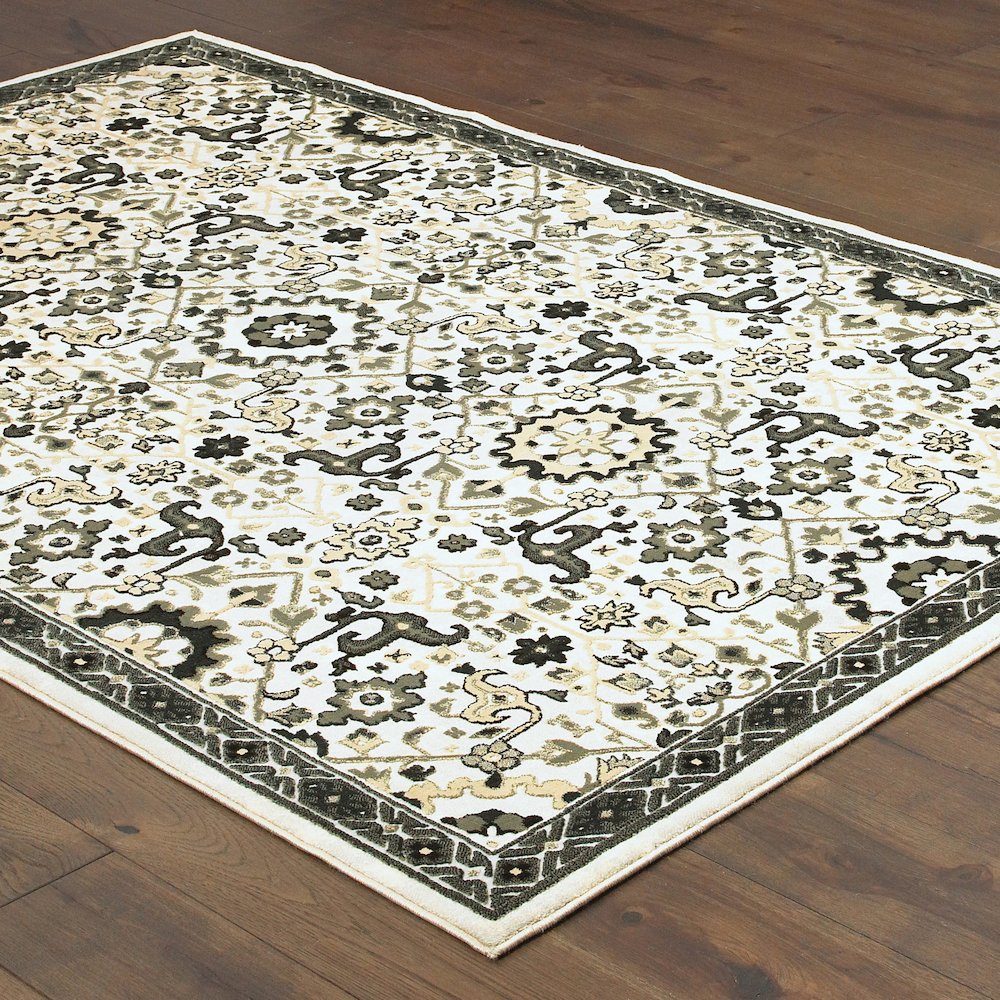 Bowen 073J2 Ivory/ Navy Indoor Area Rug - 3'10" x 5'5"