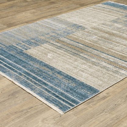 Bauer 090B2 Blue/ Beige Indoor Area Rug - 9'10" x 12'10"