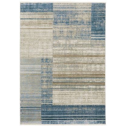 Bauer 090B2 Blue/ Beige Indoor Area Rug - 9'10" x 12'10"