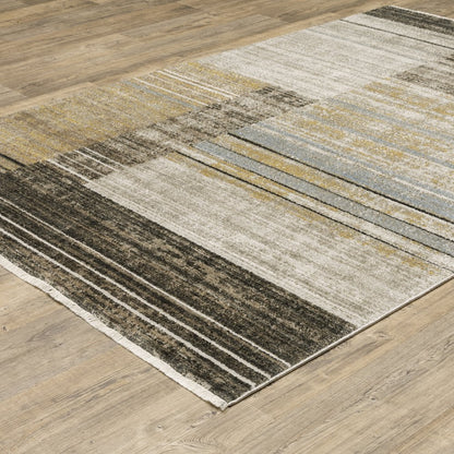 Bauer 090N2 Beige/ Charcoal Indoor Area Rug - 2'3" x 7'6"