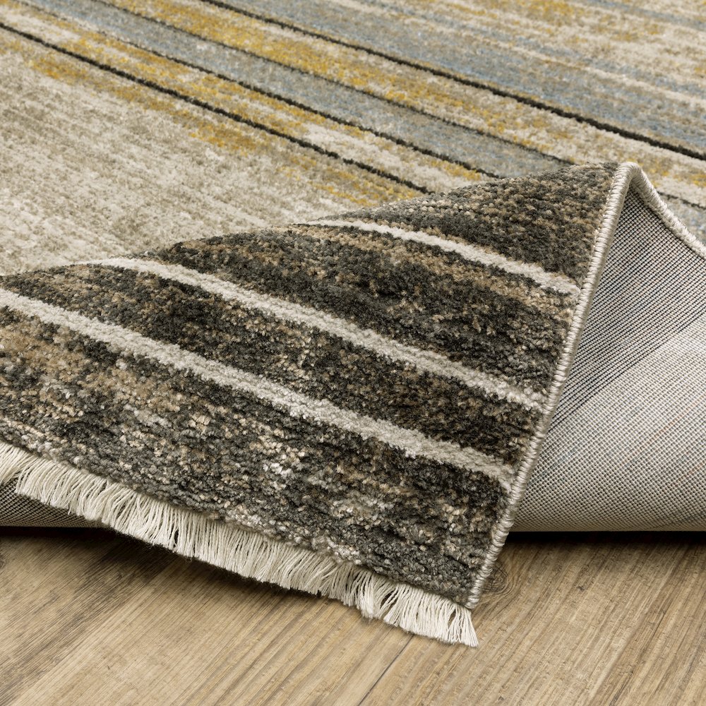 Bauer 090N2 Beige/ Charcoal Indoor Area Rug - 3'10" x 5'5"