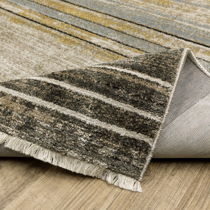 Bauer 090N2 Beige/ Charcoal Indoor Area Rug - 3'10" x 5'5"