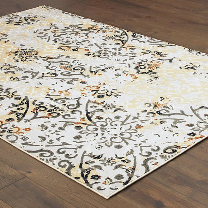 Bowen 108W2 Grey/ Gold Indoor Area Rug - 2'3" x 7'6"